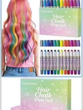 Hair Chalk 12 colors- Temporary Hair Color washable hair dye for kids women men